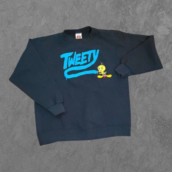 Vintage 90's Looney Toons Tweety Bird Jerry Leigh Crewneck Sweatshirt Med - Picture 1 of 6